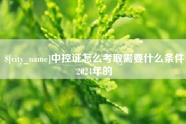 海盐中控证怎么考取需要什么条件2024年的